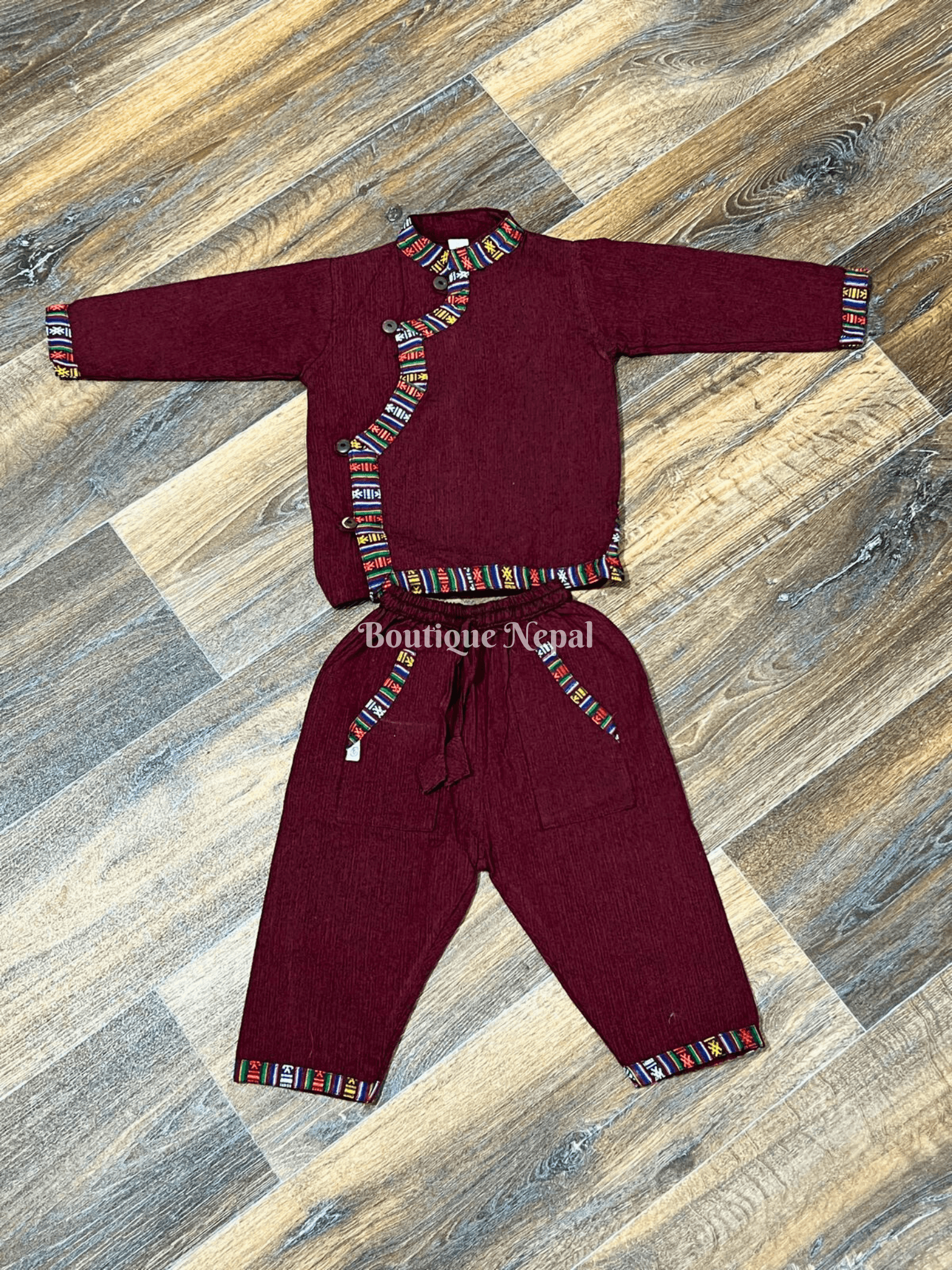 Baby Dress In Maroon - Boutique Nepal