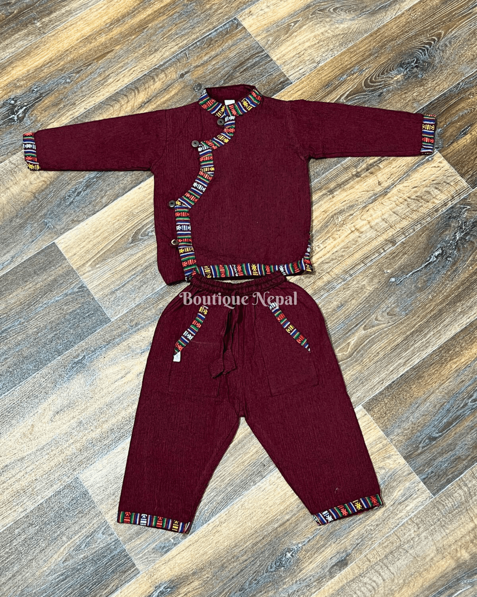 Baby Dress In Maroon - Boutique Nepal Au