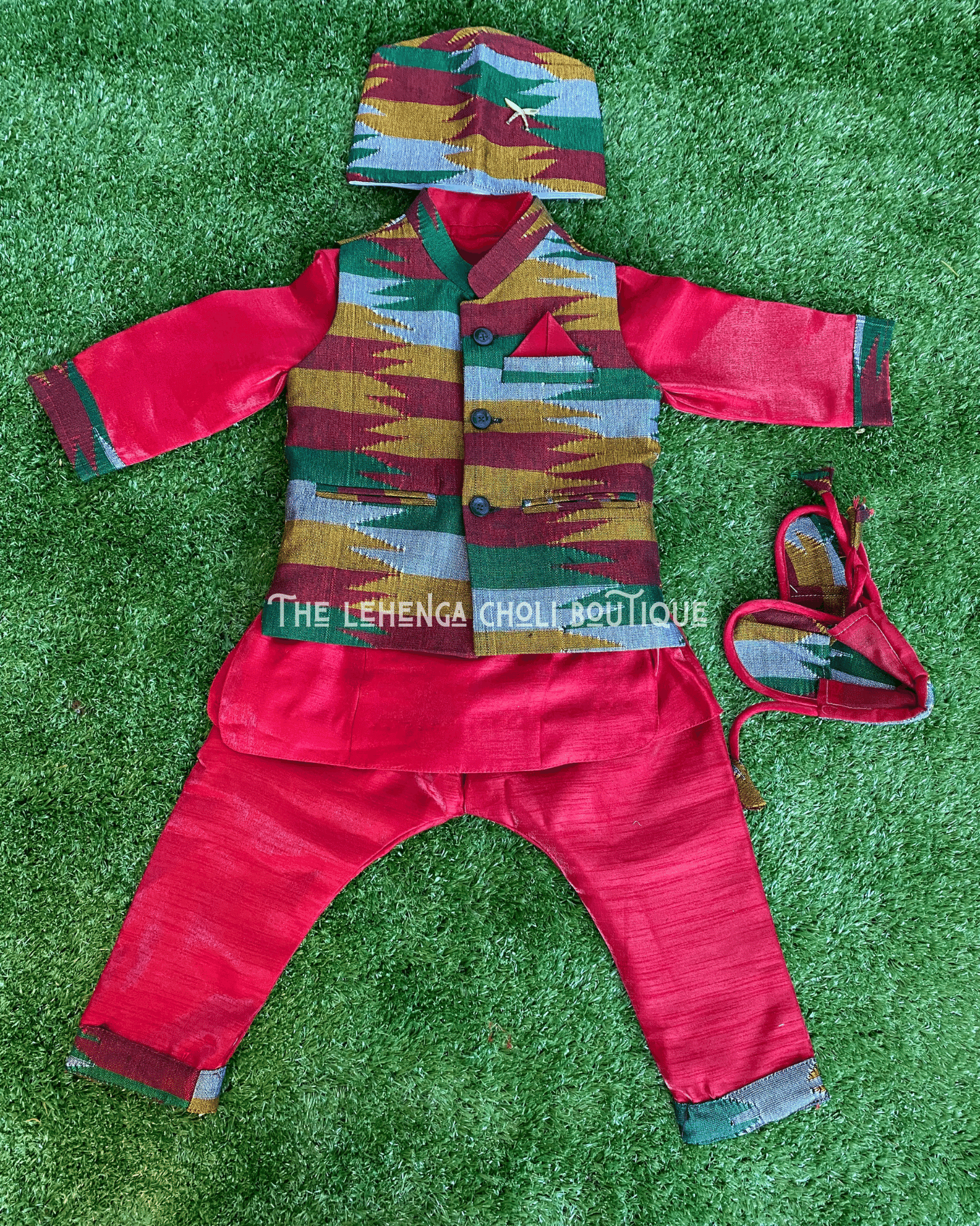 Baby Pasni Dress In Red and Green Color - Boutique Nepal Au