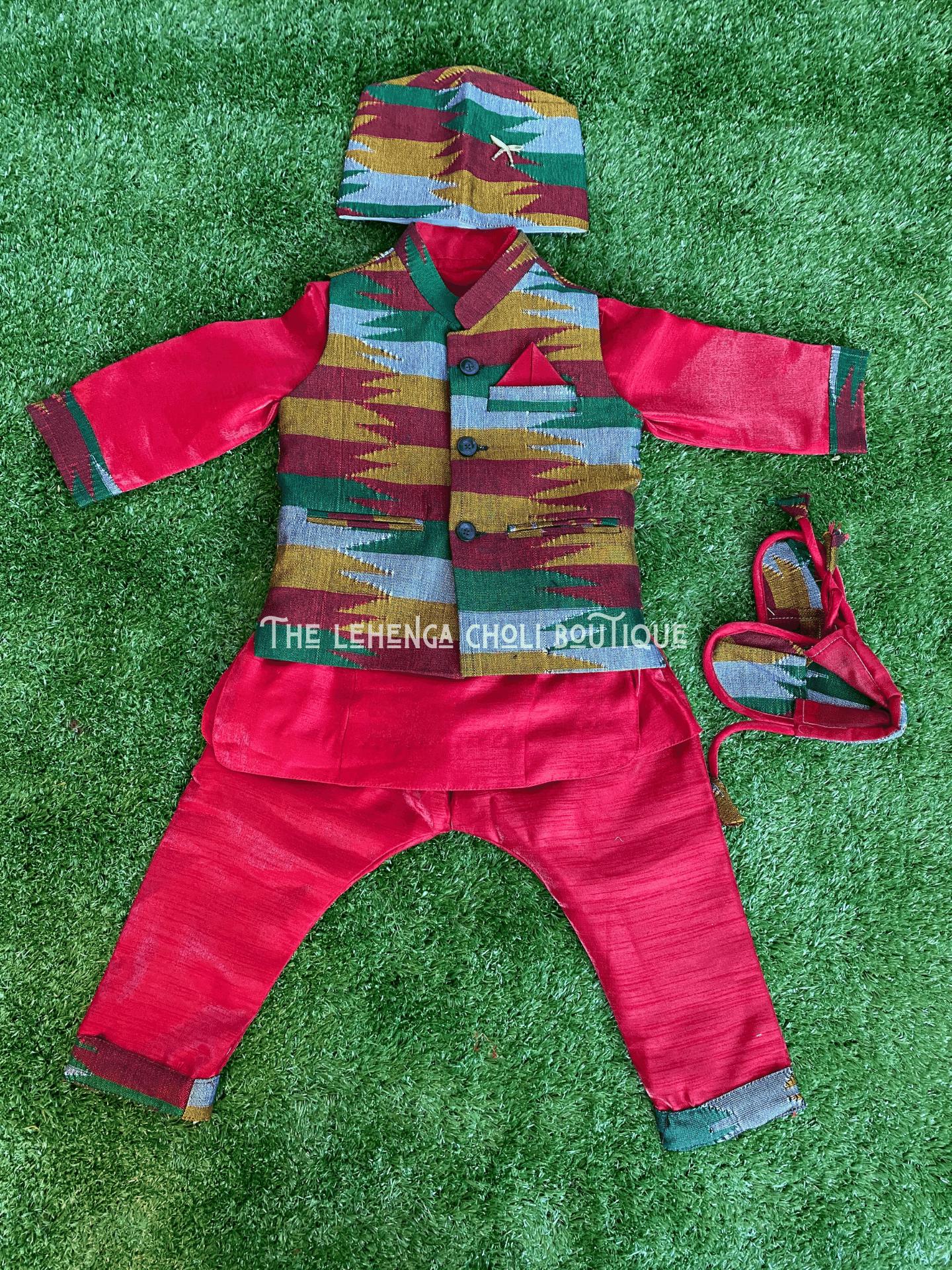 Baby Pasni Dress In Red and Green Color - Boutique Nepal