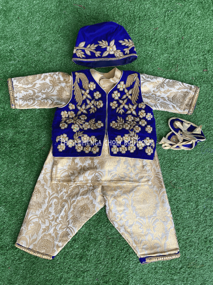 Baby Weaning Dress For Baby Boy In Blue - Boutique Nepal