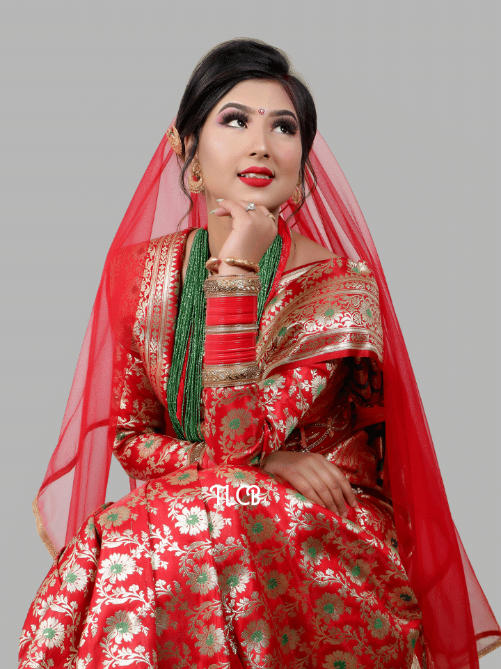 Banarasi Saree In Red - Boutique Nepal