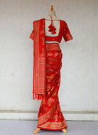 Banarasi Saree In Red - Boutique Nepal