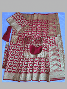 Banarasi Saree In Red - Boutique Nepal