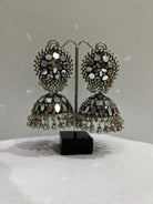 Big Jhumki in Silver with Mirrors Earring - Boutique Nepal