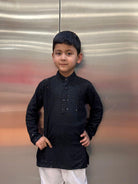 Black Boys Chikankari Sequined Work Kurta Pajama - Boutique Nepal Australia 