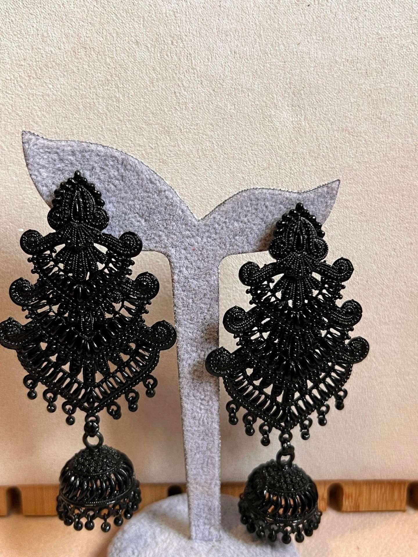 Black Desi Style Jhumki Earrings - Boutique Nepal Au