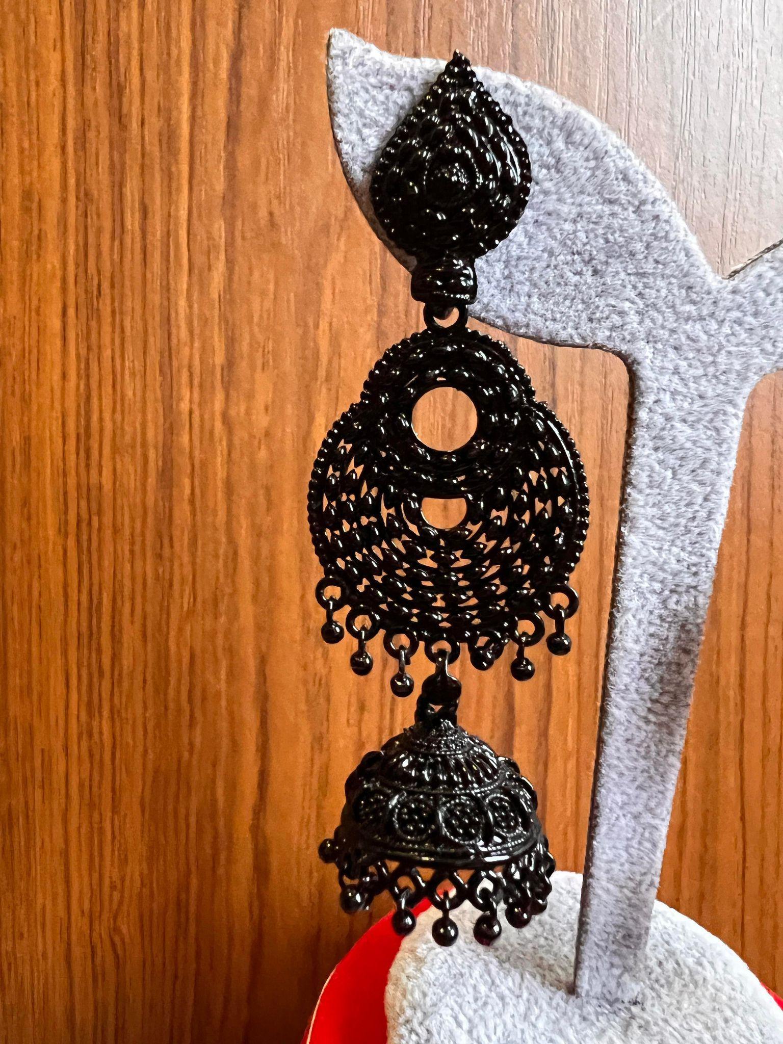 Black Desi Style Jhumki Earrings - Boutique Nepal Au