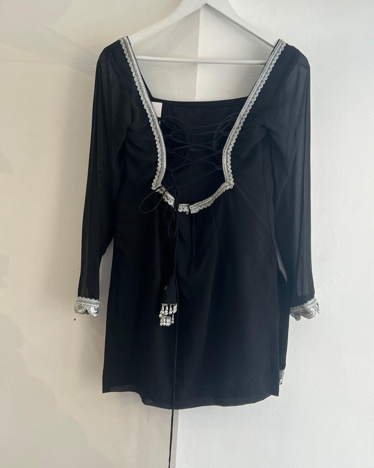 Black Full Sleeve Kurthi Sarara Set - Boutique Nepal
