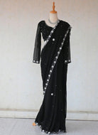 Black Georgette Saree - Boutique Nepal