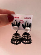 Black Jhumka Earrings Multi Design - Boutique Nepal