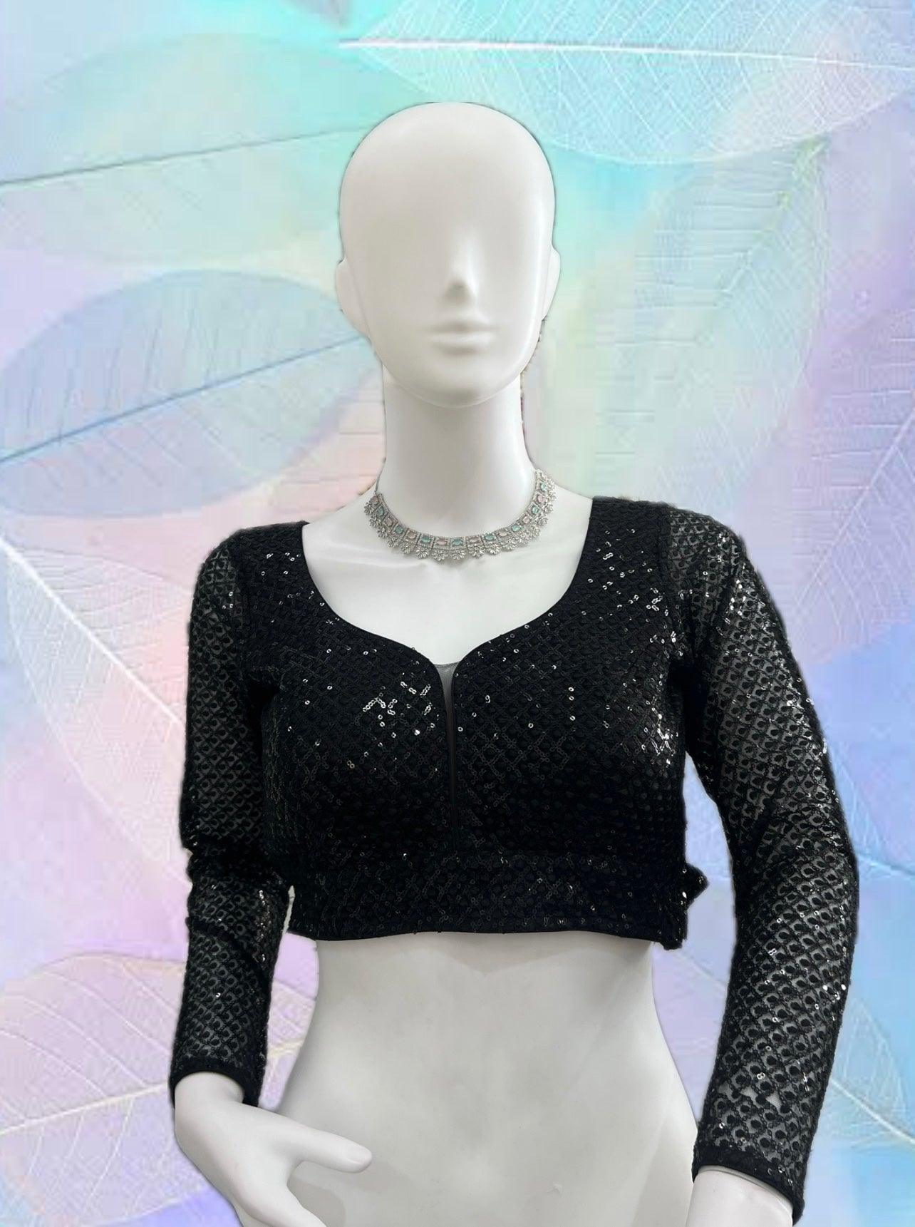 Black Sequence Blouse - Boutique Nepal