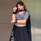 Black Simple Lehenga Choli Set - Boutique Nepal