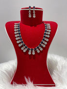 Blue American Diamond Choker Necklace Set - Boutique Nepal