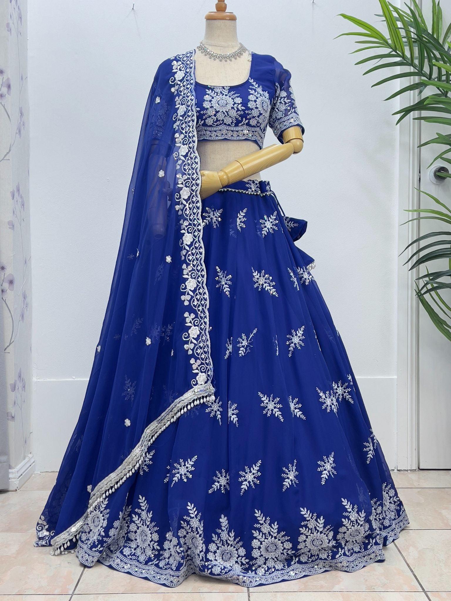 Blue Lehenga Choli Set - Boutique Nepal