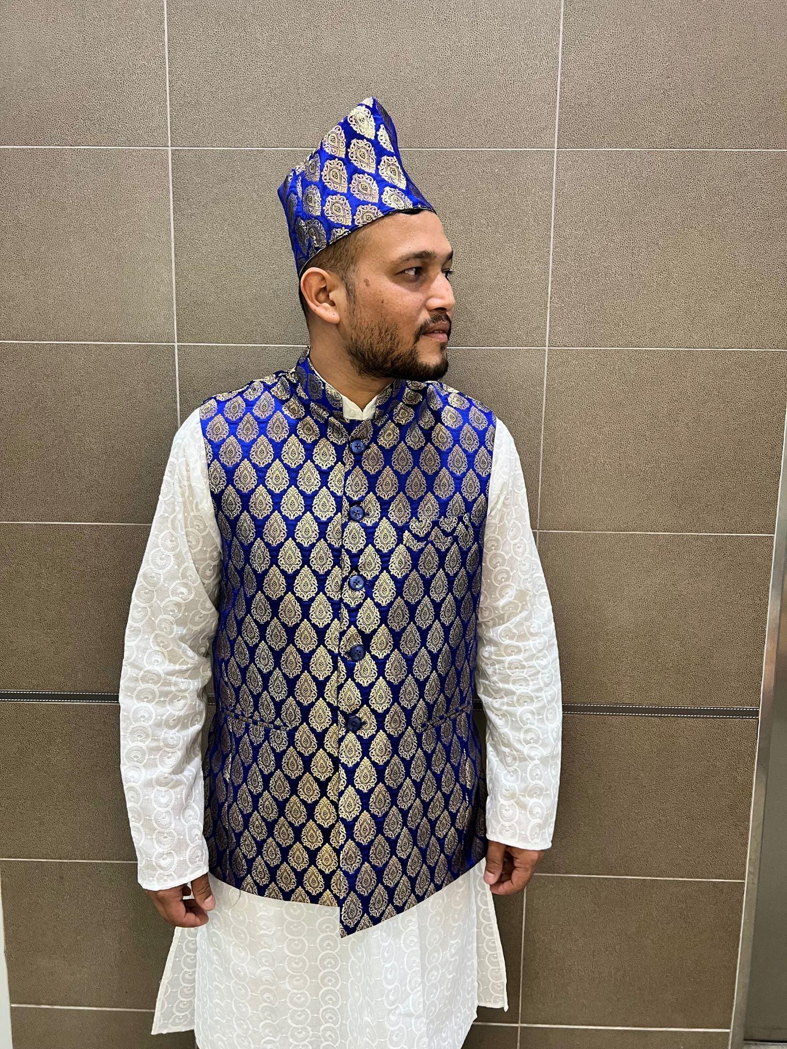 Blue Nehru Jacket - Boutique Nepal