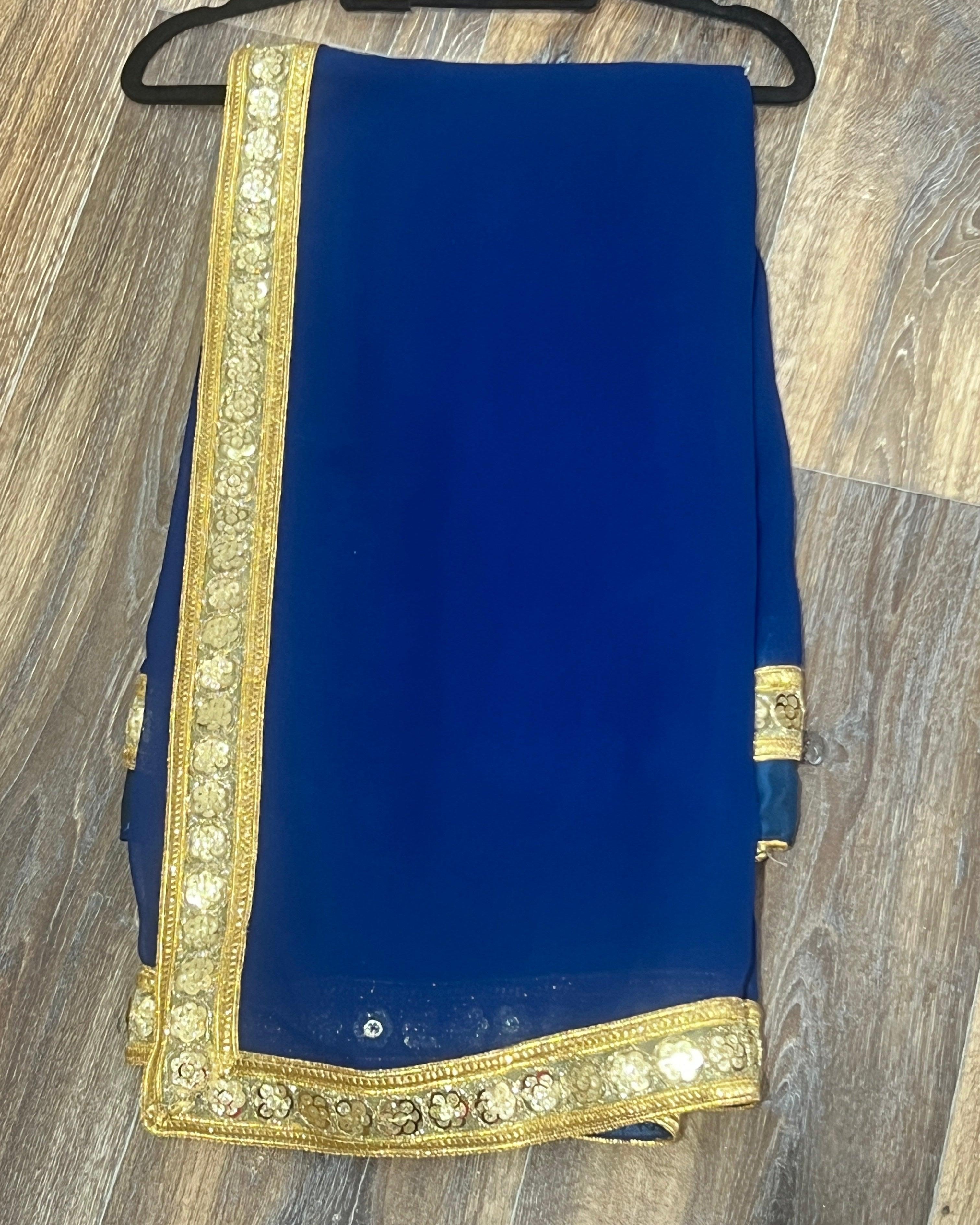 Blue Ready to Wear Soft Georgette Sari - Boutique Nepal