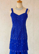 Blue Sleeveless Kurti Plazo Sequence Work - Boutique Nepal