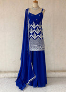 Blue Sleeveless Kurti Plazo Set - Boutique Nepal