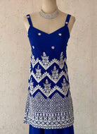 Blue Sleeveless Kurti Plazo Set - Boutique Nepal