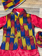 Boy Dress In Maroon, Blue and Yellow mix Dhaka Waist Coat - Boutique Nepal