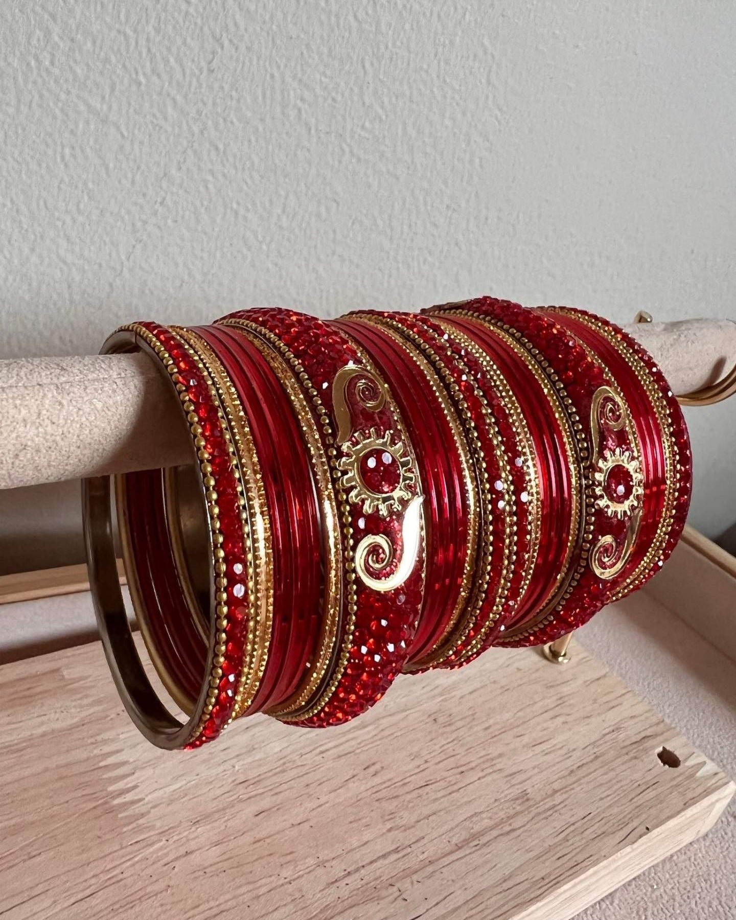 Metal Red And Golden Churi Bangles - Boutique Nepal Au