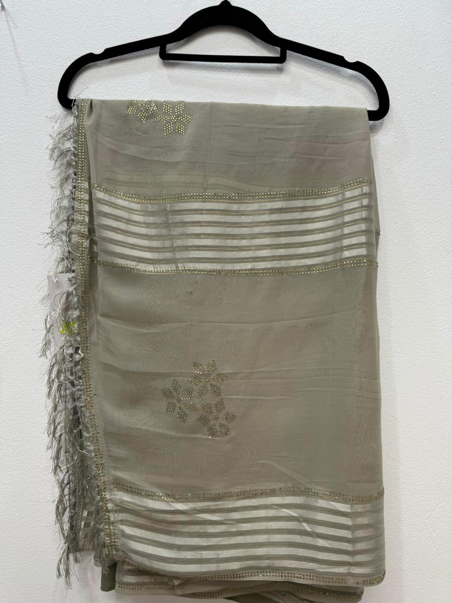 Chiffon Saree Grey - Boutique Nepal