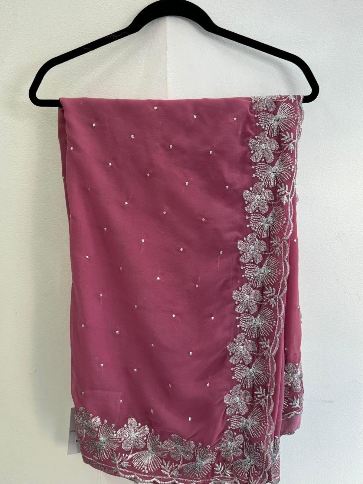 CHIFFON Saree Silver Zari Work - Boutique Nepal