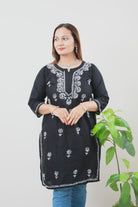 Chikankari Mulmul Straight Short Kurta - Boutique Nepal