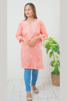 Chikankari Mulmul Straight Short Kurta - Boutique Nepal