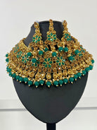 Choker Neckless Set In Green and Gold - Boutique Nepal