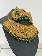 Choker Neckless Set In Green and Gold - Boutique Nepal