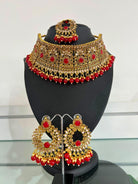 Choker Neckless Set In Red and Gold - Boutique Nepal