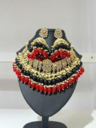 Choker Neckless Set In White, Black And Red - Boutique Nepal