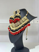 Choker Neckless Set In White, Black And Red - Boutique Nepal