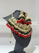 Choker Neckless Set In White, Black And Red - Boutique Nepal