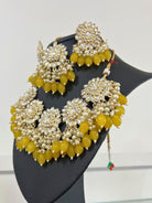 Choker Neckless Set In Yellow and White - Boutique Nepal