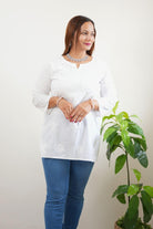 Cotton Chikankari Women's Short Kurta - White - Boutique Nepal