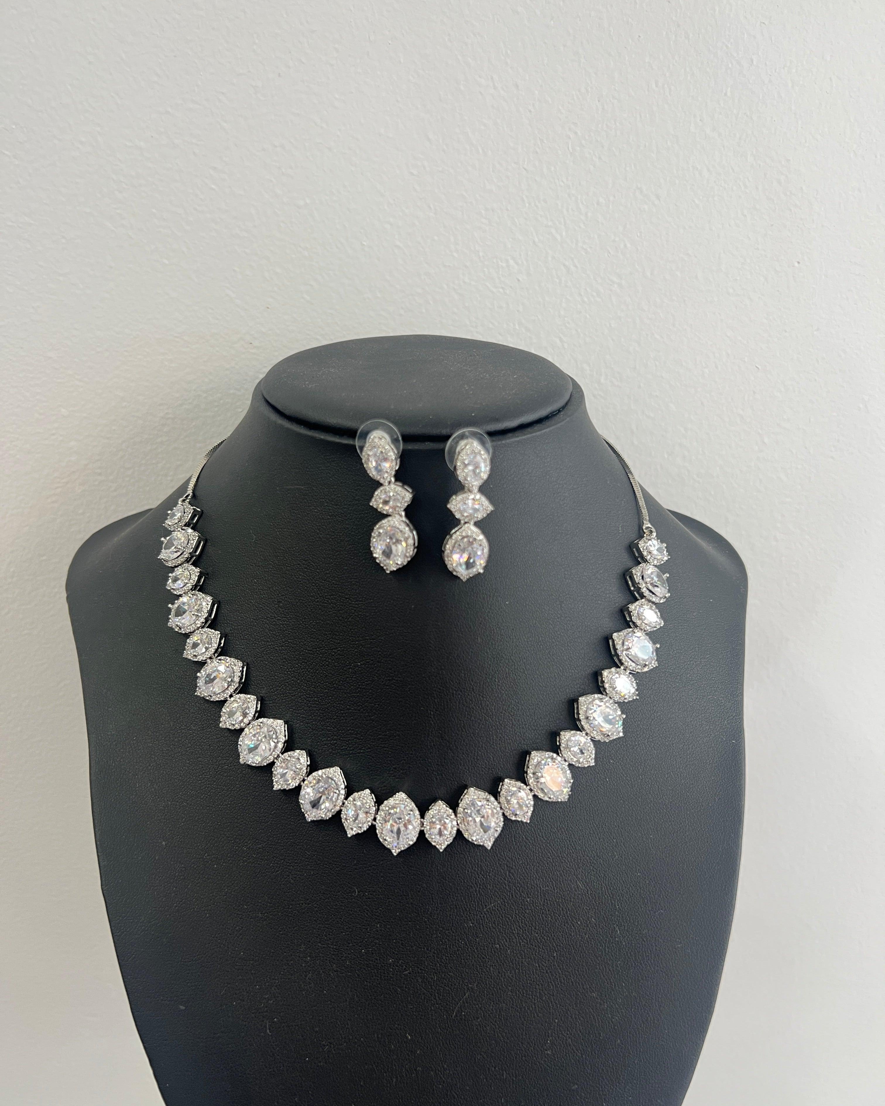 Crystal American Diamond Necklace Set - Boutique Nepal Australia 