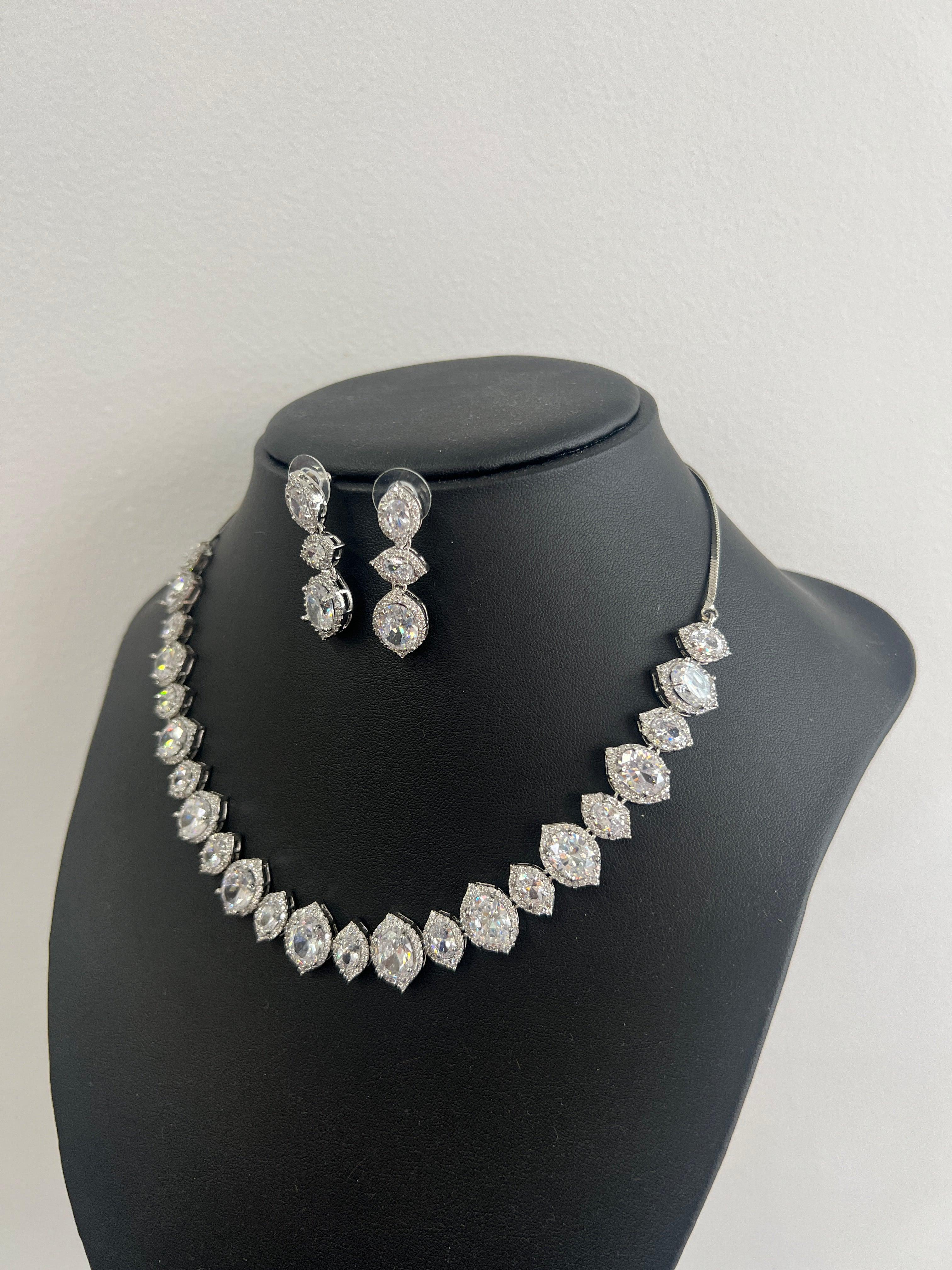 Crystal American Diamond Necklace Set - Boutique Nepal Australia 