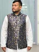 Dark Blue Nehru Jacket - Boutique Nepal