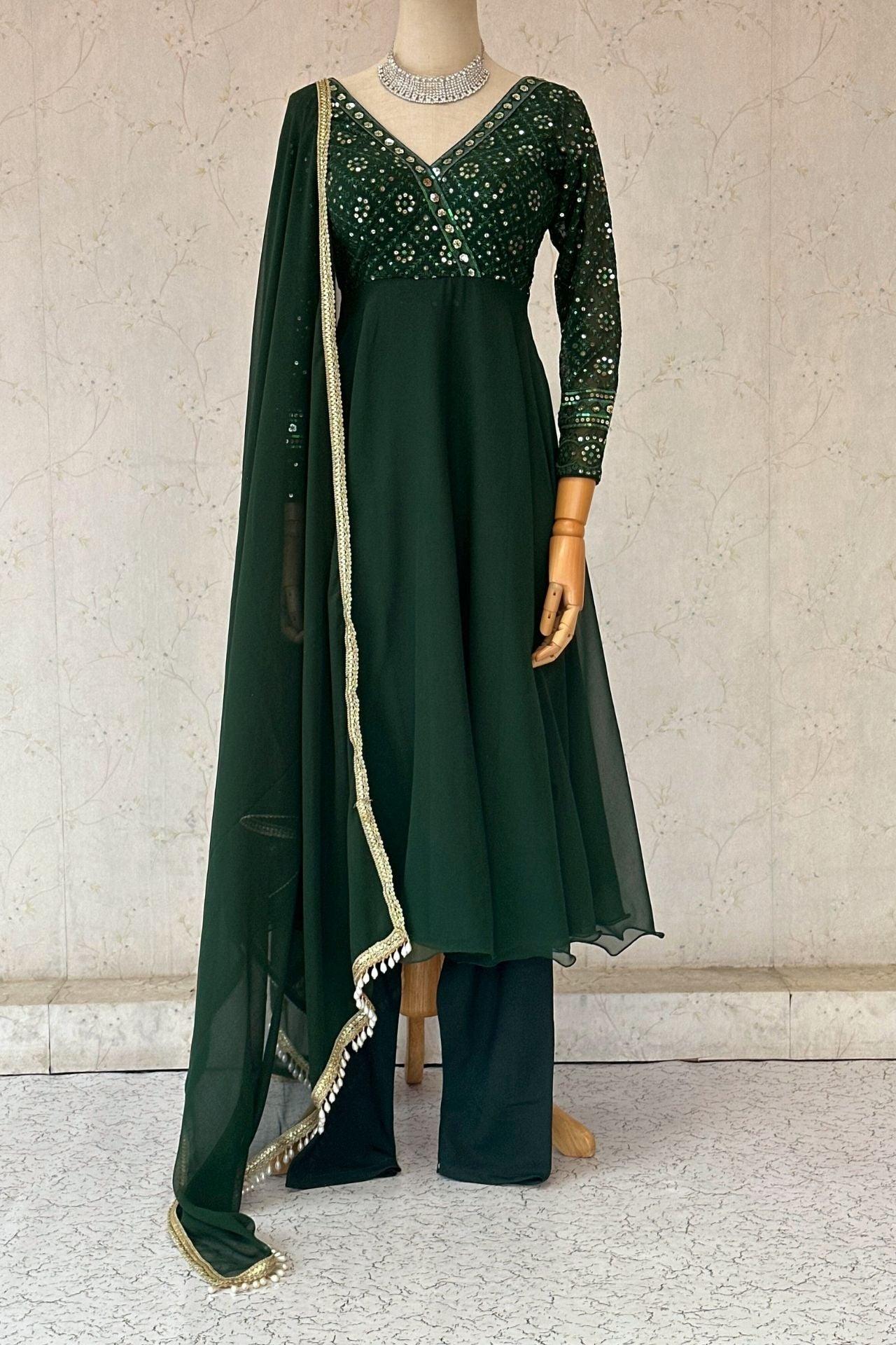 Dark Green Anarkali Suit Set - Boutique Nepal