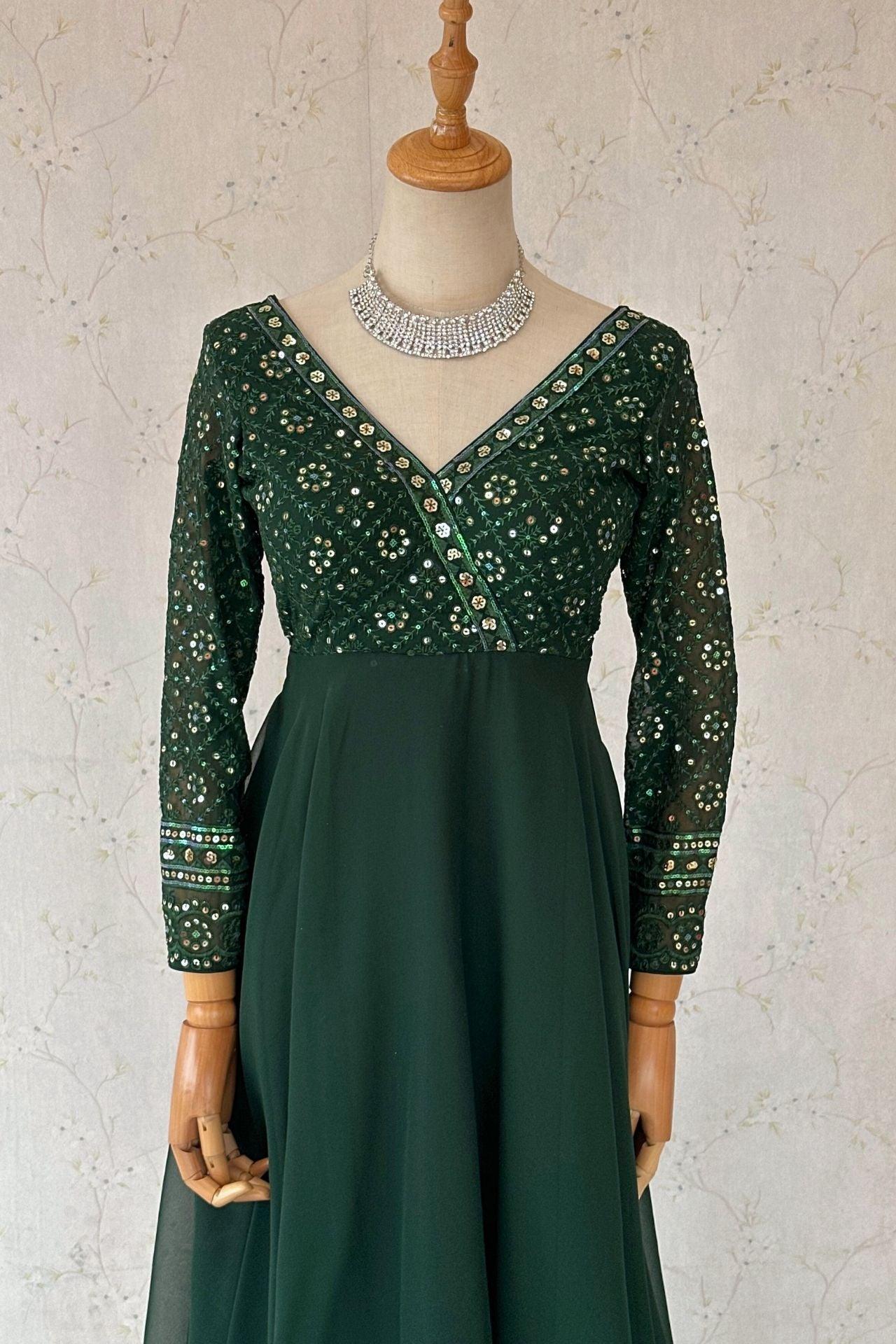 Dark Green Anarkali Suit Set - Boutique Nepal