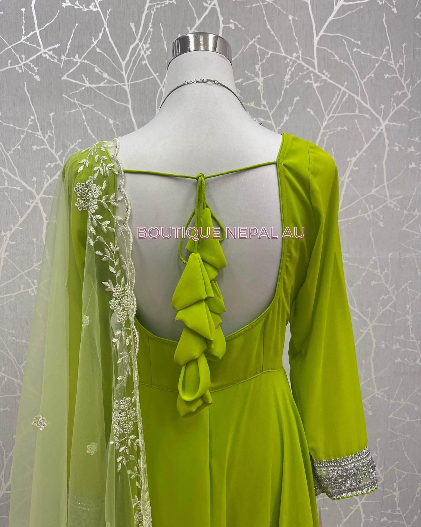 Dark Parrotgreen Anarkali Gown - Boutique Nepal Au