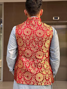 Dark Red Nehru Jacket Waistcoat - Boutique Nepal