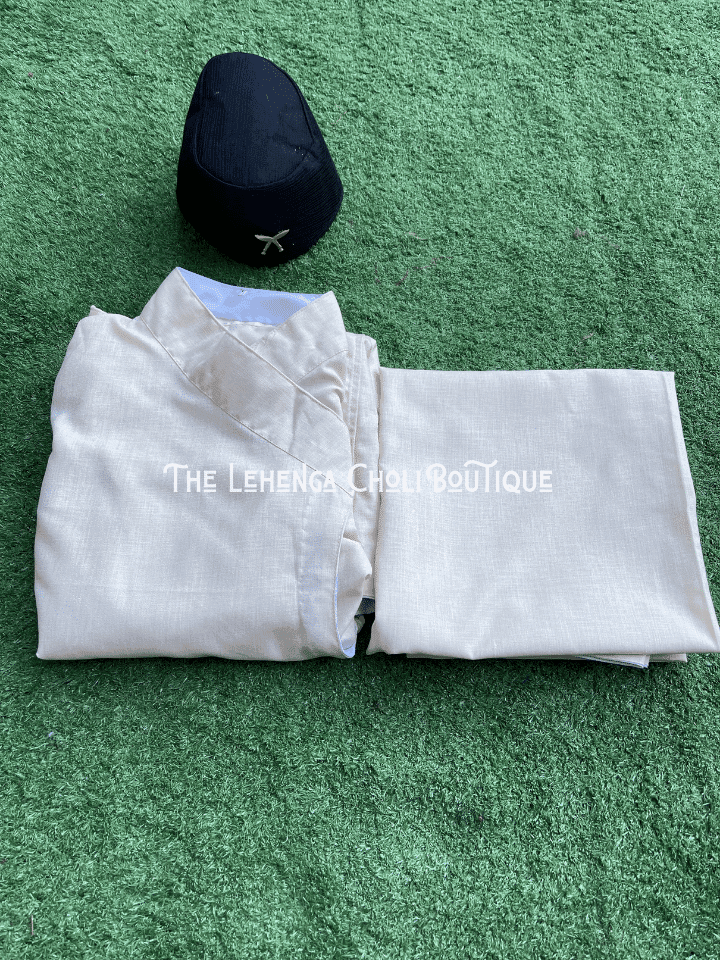 Daura Suruwal And Topi Set In Gold - Boutique Nepal