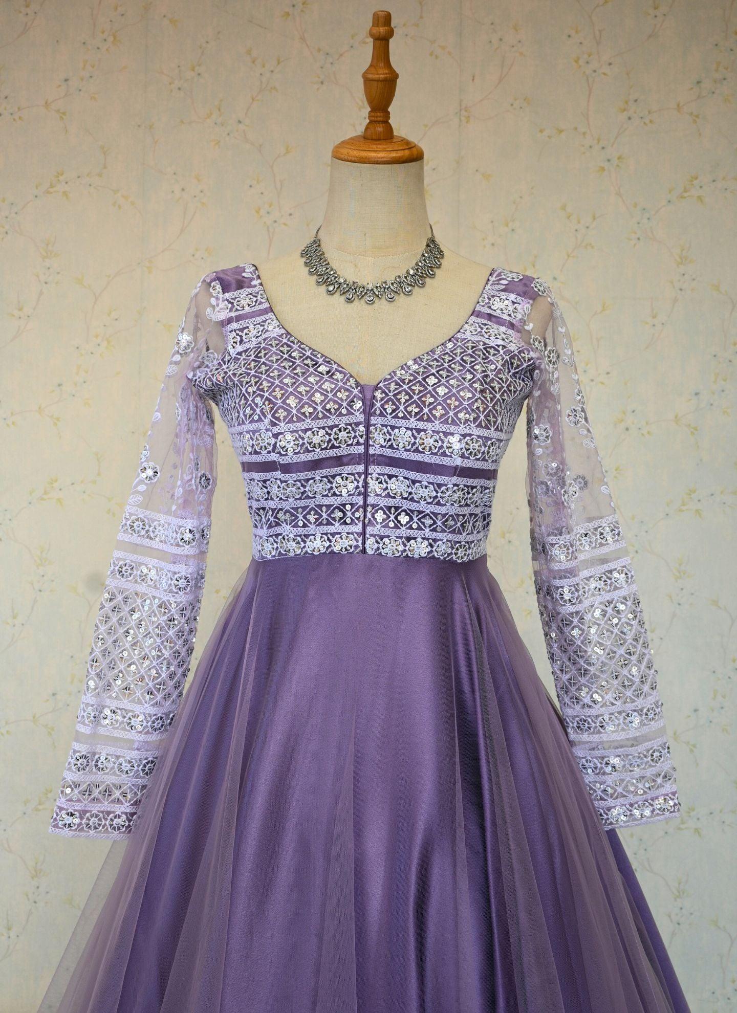 Designer Gown In Purple - Boutique Nepal