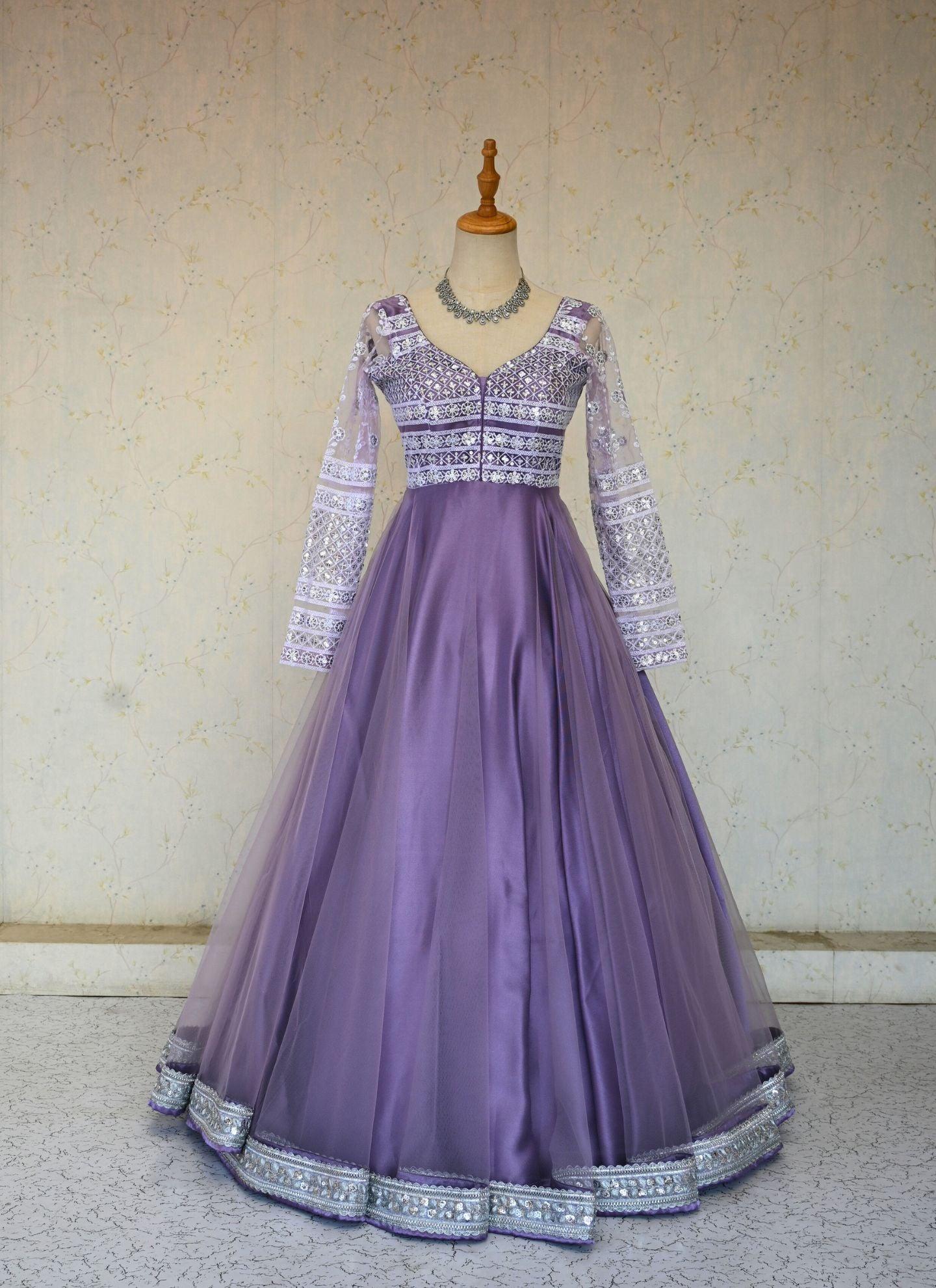 Designer Gown In Purple - Boutique Nepal