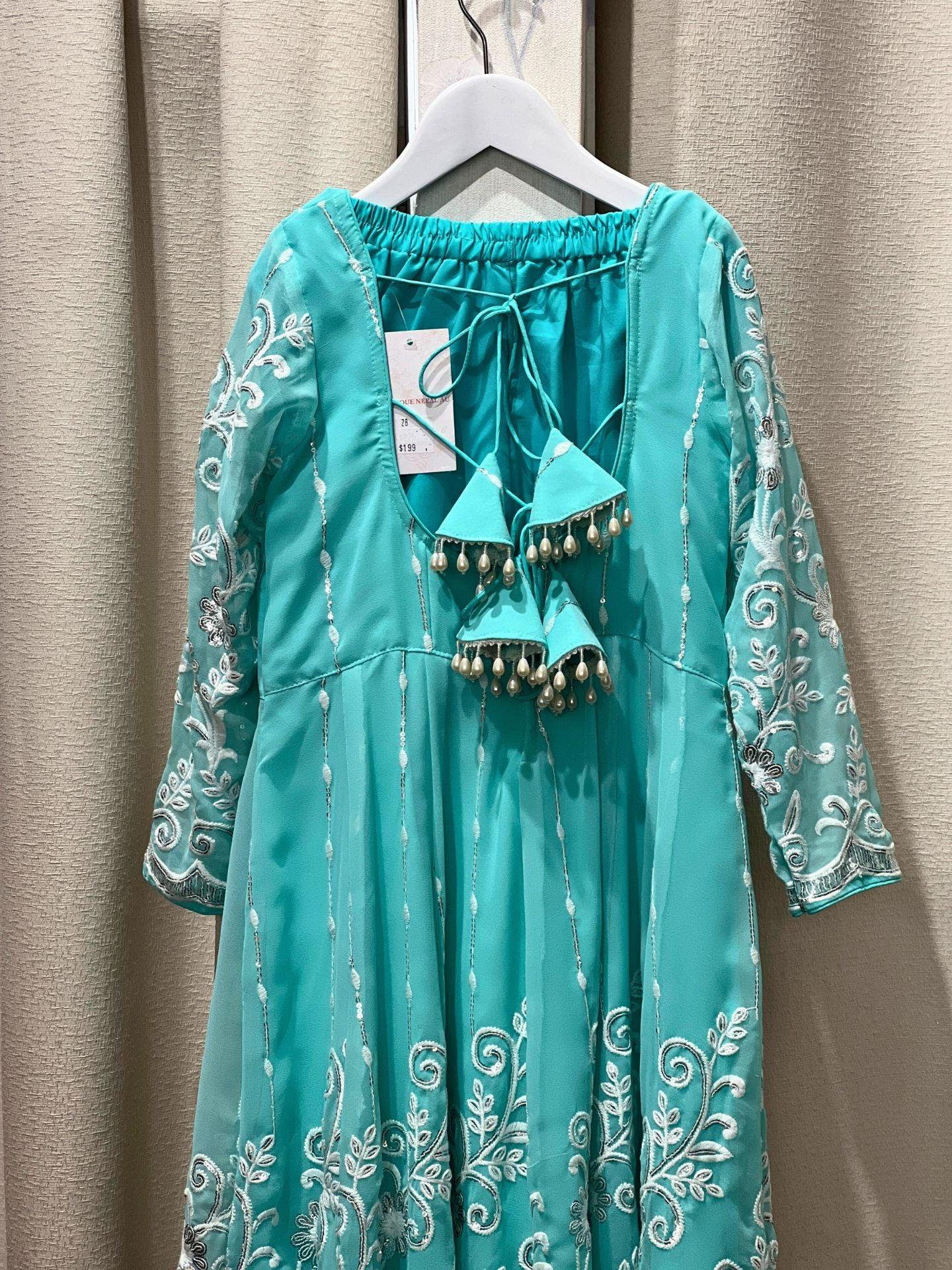 Designer Kids Anarkali Kurta Set In SkyBlue - Boutique Nepal