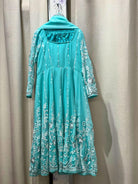 Designer Kids Anarkali Kurta Set In SkyBlue - Boutique Nepal